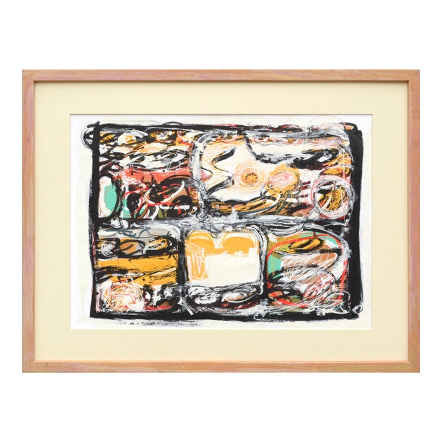 Neo-Expressionist Linear Geometric Abstract #2 - In the Style of Basquiat by Peter Costello For Sale