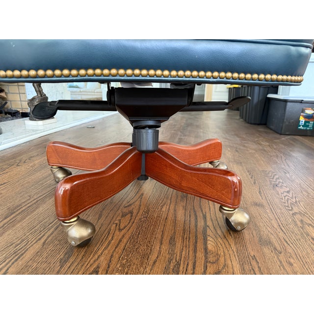 2000 - 2009 2008 Hancock & Moore Fremont Cobalt Leather Tufted Swivel-Tilt Desk Chair For Sale - Image 5 of 5