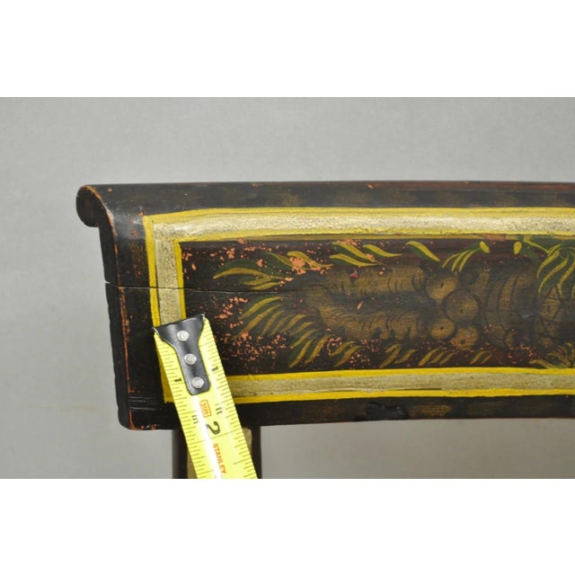 Antique Colonial Red Hand Painted Harvest Hitchcock Rush Seat Side Chair For Sale - Image 10 of 18