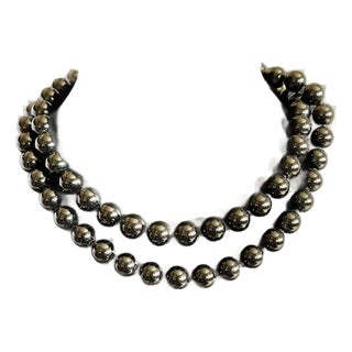 Mid 20th Century Long Onyx Necklace For Sale