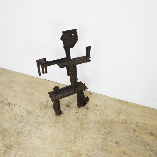 Mexican 1960s Abstract Man Brutalist Iron Sculpture For Sale - Image 3 of 18