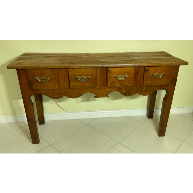 French Provincial Antique Farmhouse Console Table Handcrafted Rustic Credenza Vintage Country For Sale - Image 3 of 17