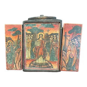 Triptych, Mid 18th Century Coptic Wooden Icon, Ethiopian