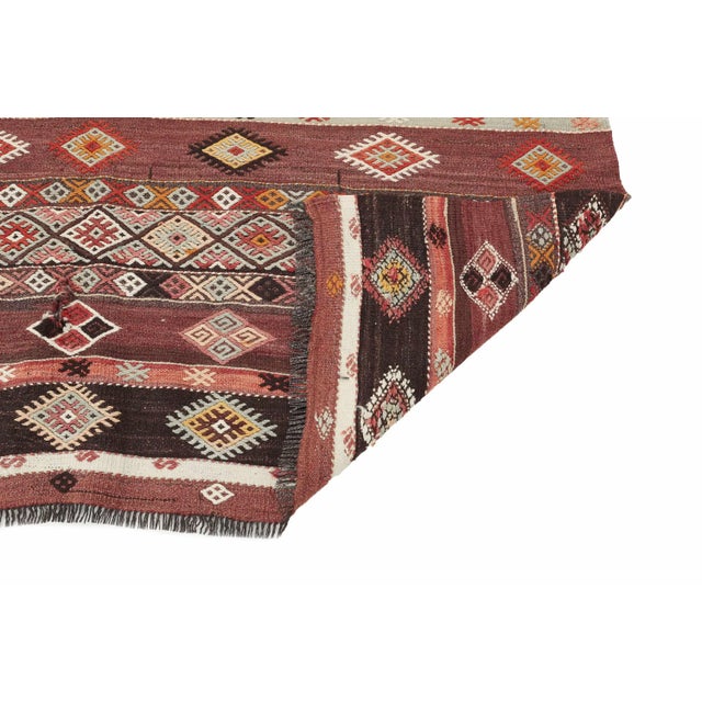Mid 20th Century Embroidered Vintage Kilim Rug For Sale - Image 5 of 7