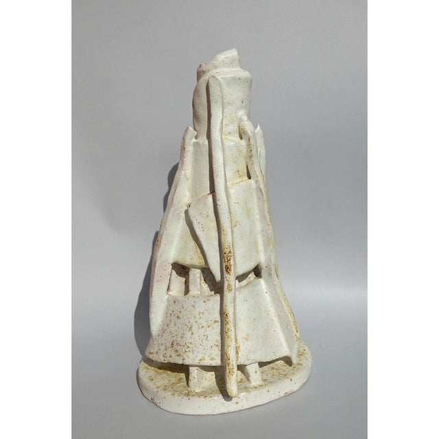Antique White 'Tatline' Contemporary Architectural Ceramic Sculpture Vase / Lamp by Diane Grant For Sale - Image 8 of 11