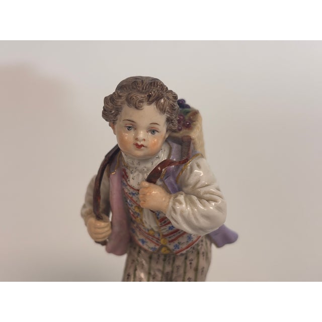 Ceramic Meissen Figurine of Young Boy For Sale - Image 7 of 10