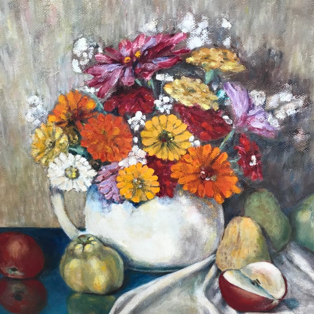 Oil on Masonite Titled “Fruit and Flowers” by Thomas C. Stevenson For Sale In Sacramento - Image 6 of 13