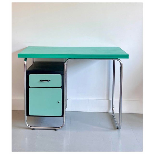 Tubular Writing Desk in Chrome with Metal and Wood, 1960s For Sale - Image 11 of 11