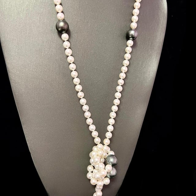 Akoya & Tahitian Pearls Diamond Necklace 18k Gold Certified For Sale - Image 10 of 13