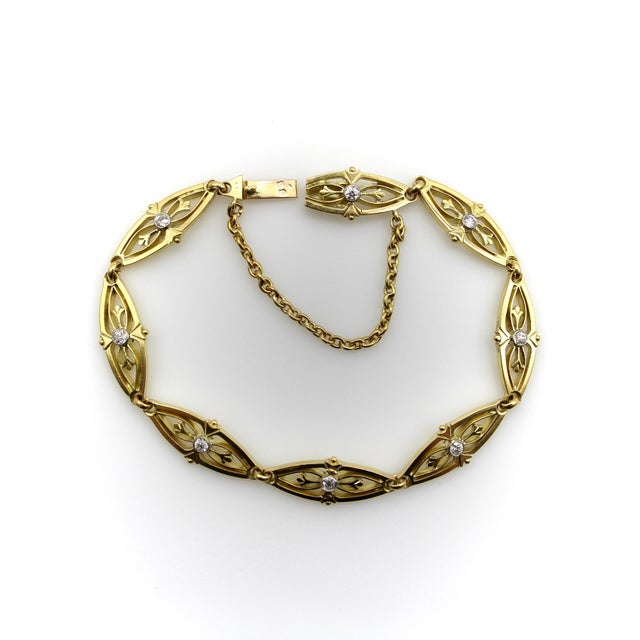 Late 19th Century Victorian French 18k Gold Fancy Link Bracelet With Diamonds For Sale In Los Angeles - Image 6 of 12