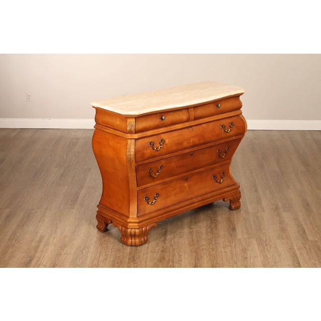 High Quality American Made Bombe Chest Produced By Century Furniture. Constructed With A Curved Case Form Featuring Four...