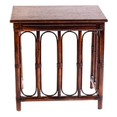 Vintage Dark Brown Bamboo Table For Sale