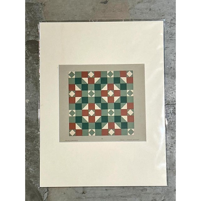Vintage Geometric Tile Pattern Serigraph For Sale - Image 11 of 12