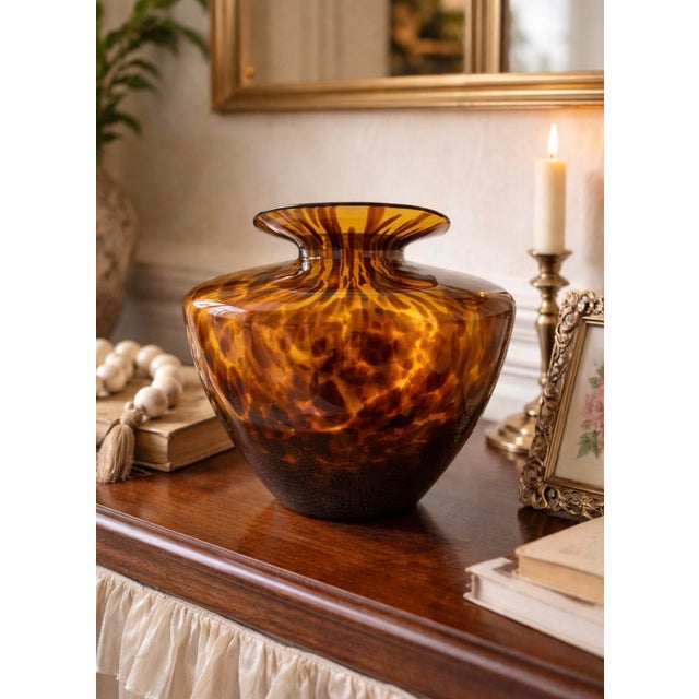 A striking vintage Italian art glass vase produced by Azzurra Vetreria Artistica in Montelupo Fiorentino, Tuscany. This...