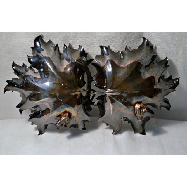 Art Nouveau Vintage Olive Double Serving Bowl For Sale - Image 3 of 8