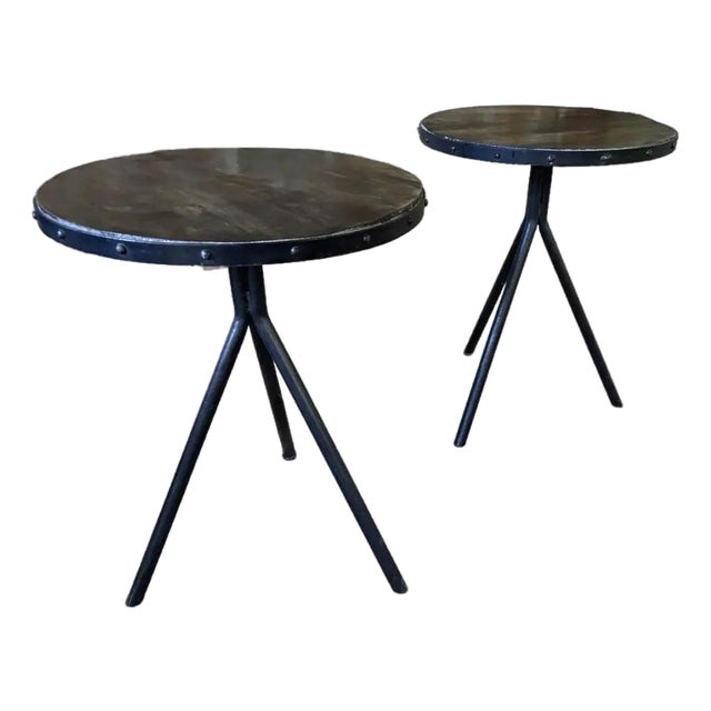 1960s Francois Carre Style Pair of Vintage Side Tables For Sale