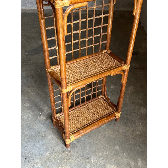 Bloomingdale's 1980s Bamboo and Cane Etagere Shelf For Sale - Image 4 of 11