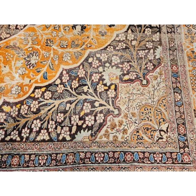 Antique Persian Tabriz Rug, Hand-Knotted Wool, Haji Jalili Style Floral Pattern, Coral & Brown, 11x14 For Sale - Image 12 of 13