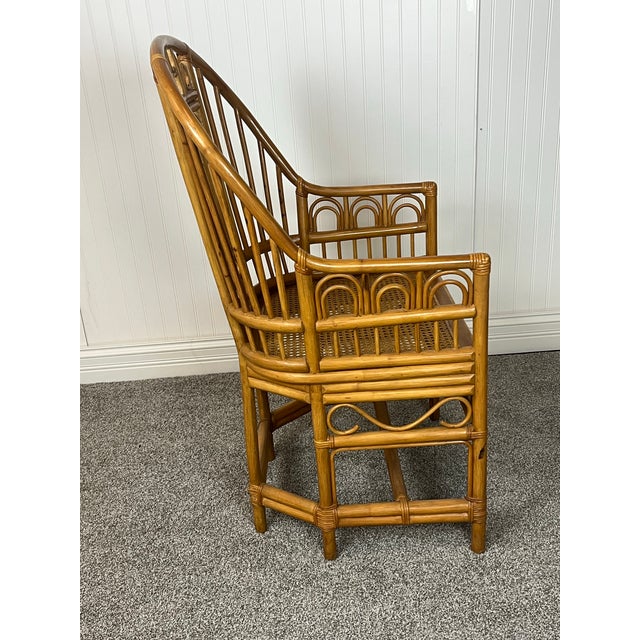 1980s 4 Vintage Brighton Pavilion Bamboo Arm Chairs For Sale - Image 5 of 5
