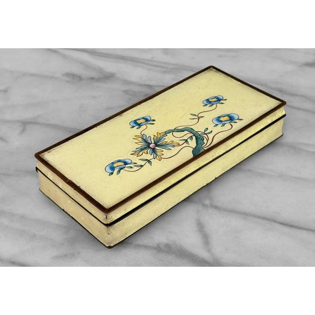 A Chinese Brass and Enamel Floral Divided Dresser Box, c. Mid 20th Century - Pairs Nicely with Many Traditional & Eclectic...