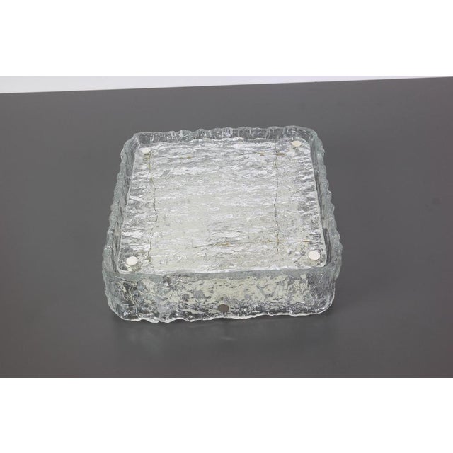 German Square Murano Ice Glass Flush Mount from Kaiser, 1970s For Sale - Image 4 of 7