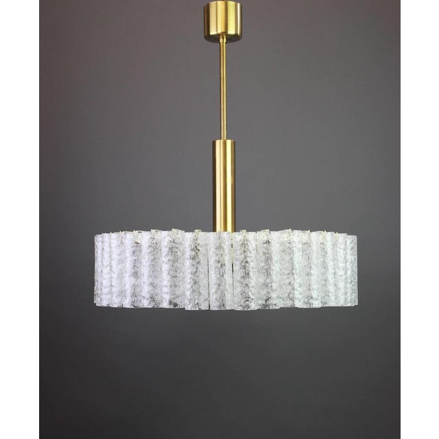 Large German Murano Ice Glass Tubes Chandelier by Doria, 1970s For Sale - Image 3 of 7