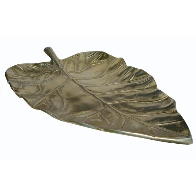 Large Brass Metal Leaf Decorative Tray/Dish Chairish