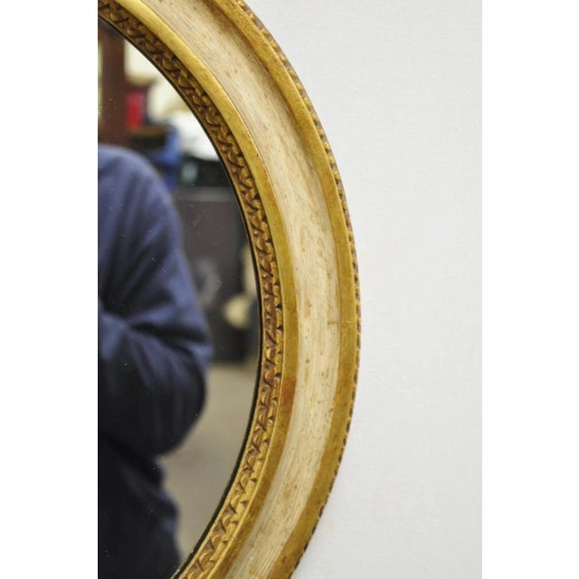 Wood Antique Italian Regency Carved Wood Round Cream & Gold Wall Mirror by M Grieve For Sale - Image 7 of 10