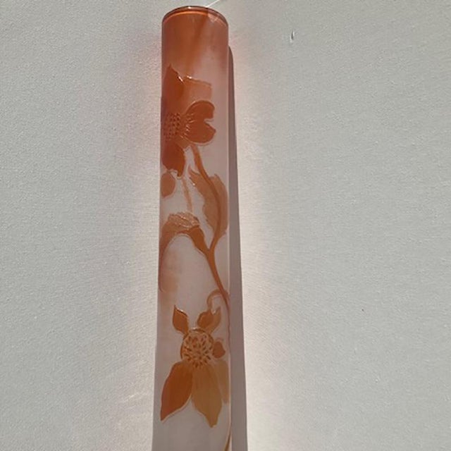 Large Antique Vase of Frosted and Orange Glass by Emile Gallé, 1890s For Sale - Image 4 of 10
