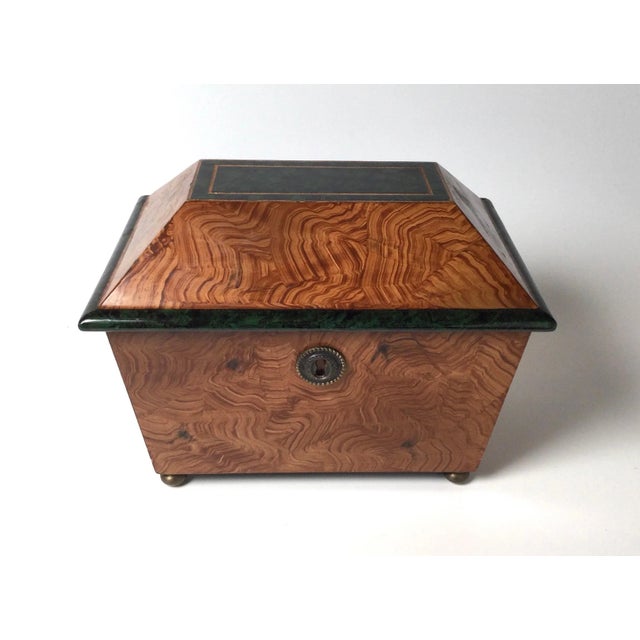 A hand painted coffer lid "High" box with hinged top. The nice high top with painted decoration to look like burl wood and...