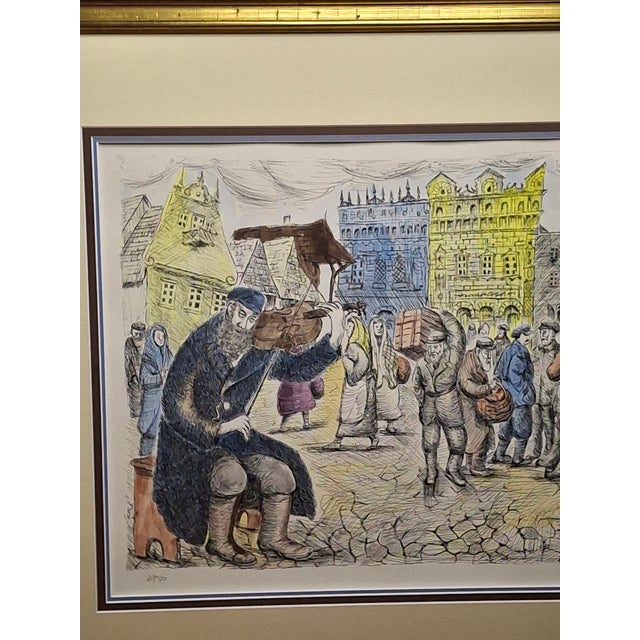1960s Limited Edition Lithograph "Safed Street Scene With Fiddler" Artur Bar-on Ba-Bar For Sale - Image 9 of 16