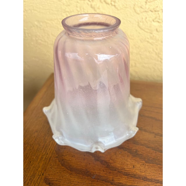 Late 20th Century Vintage Art Nouveau Style Frosted Pink Satin Glass Tulip Shades - Set of 4 For Sale - Image 5 of 6