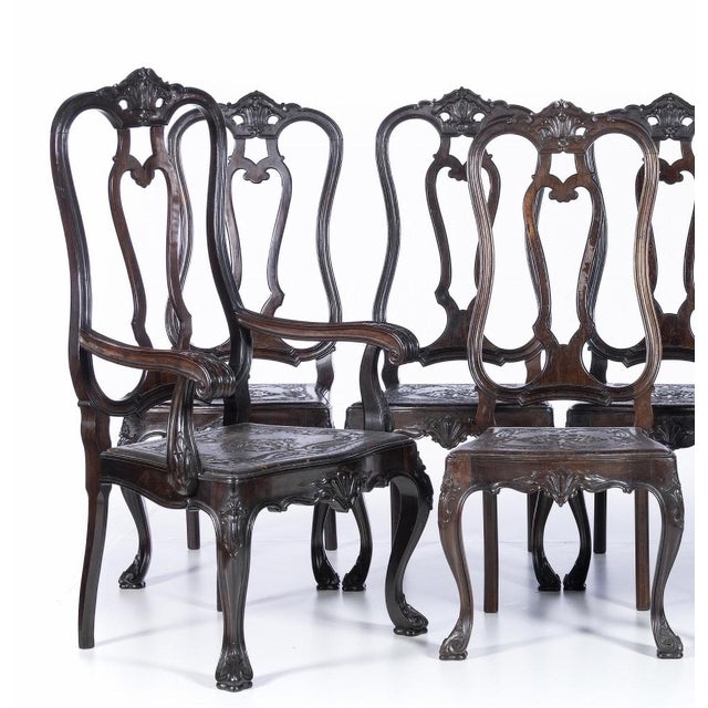 Armchairs and Chairs, Portugal, Late 19th Century, Set of 8 For Sale - Image 4 of 6