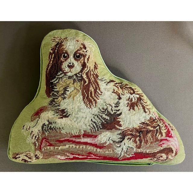 Needlepoint Dog Pillow of a King Charles Spaniel For Sale - Image 9 of 11