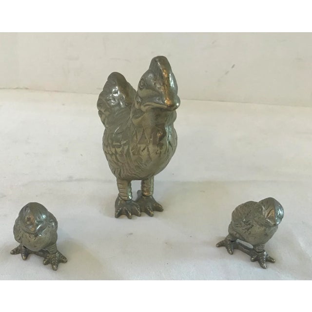 Vintage Brass Chicken With Two Chicks For Sale - Image 4 of 6