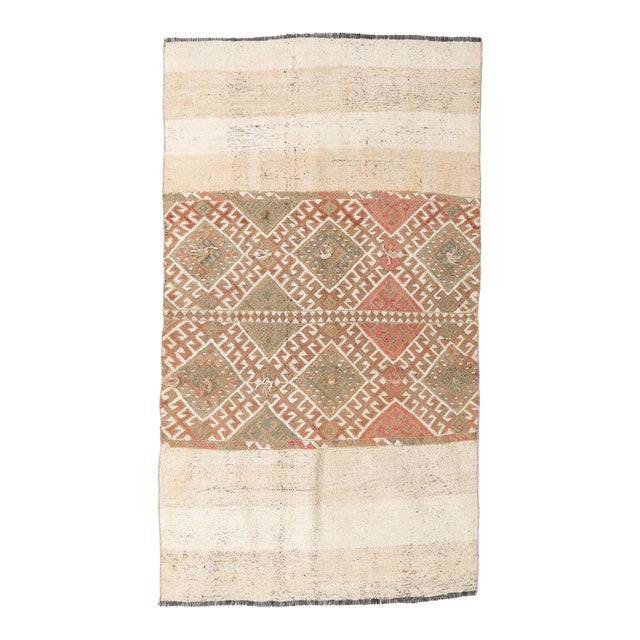 Faded Vintage Decorative Kilim Rug - 3`7″ X 6`5″ For Sale