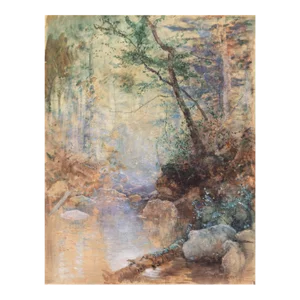'Woodland Stream' by Arthur Parton, Paris, New York, Hudson River School, Luminism, Art Institute of Chicago, Pennsylvania Academy of Fine Art