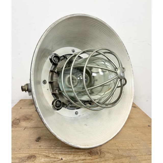Large Industrial Cast Aluminium Cage Pendant Light from Polam Wilkasy, 1970s For Sale - Image 15 of 18