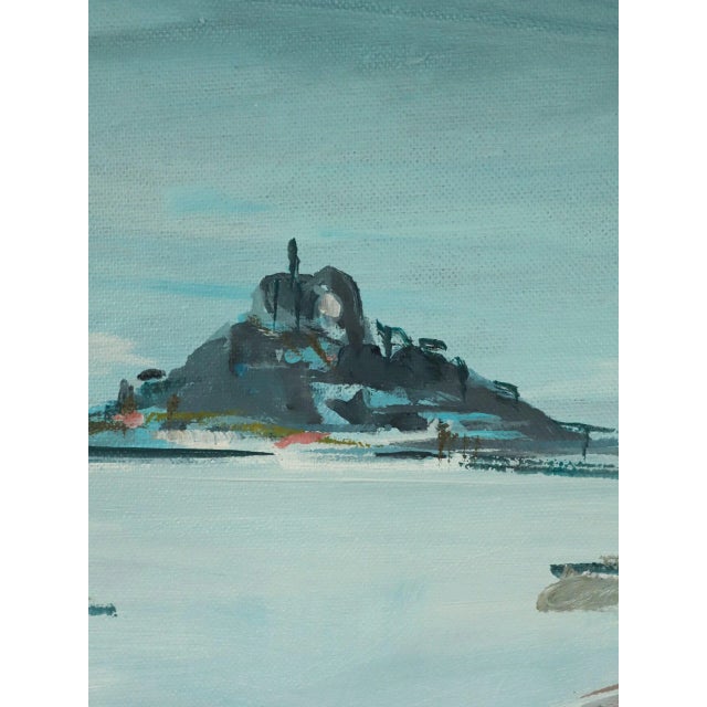 Textile Contemporary 'St Michael's' Original British Coastal Landscape Acrylic Painting by British Artist Nicky Knill Jones, Framed For Sale - Image 7 of 12