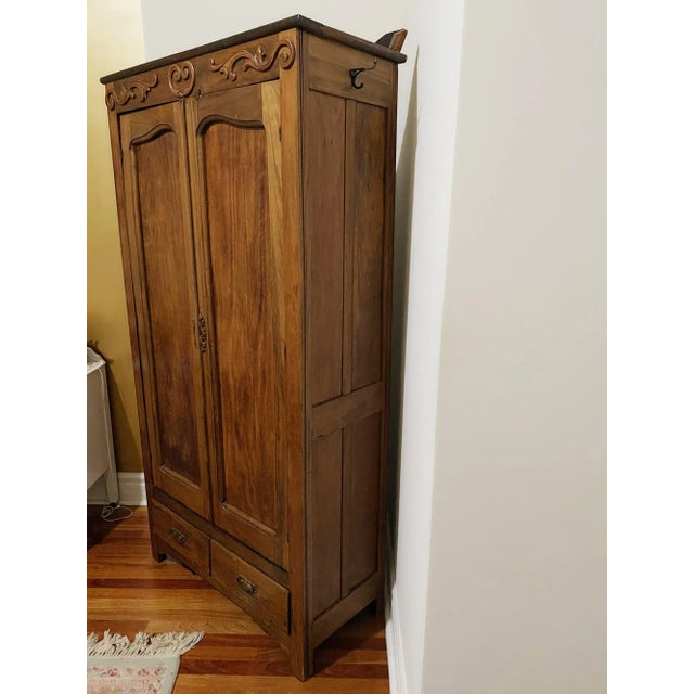 19th Century French Art Nouveau Wood Armoire Cabinet For Sale - Image 4 of 7