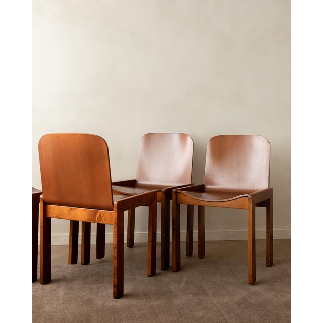 Mid-Century Modern Italian Plywood Dining Chairs by Molteni, 1970s, Set of 4 For Sale - Image 3 of 18