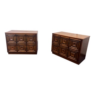 1970s Vintage Broyhill Premier Brutalists Nightstands- a Pair For Sale