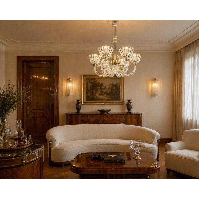 1940s Murano Glass Chandelier attributed to Ercole Barovier, 1940s For Sale - Image 5 of 18