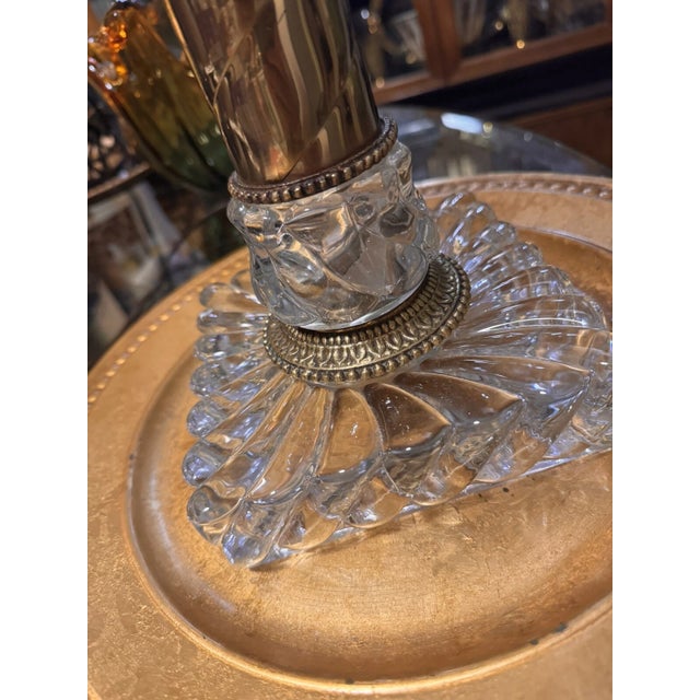 1920's French Crystal/ Brass Tall Columnar Swirl "Bambous" Table Lamp by Baccarat For Sale - Image 11 of 12