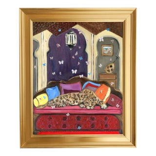 Contemporary Moroccan Interior Oil Painting, Room in Agadir, by Alexandra Swistak For Sale