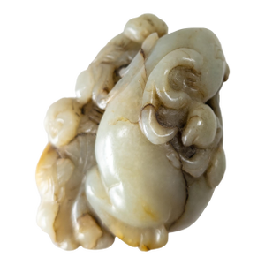 20th Century Chinese Qing Style Nephrite Jade Carving of Boys and Ram