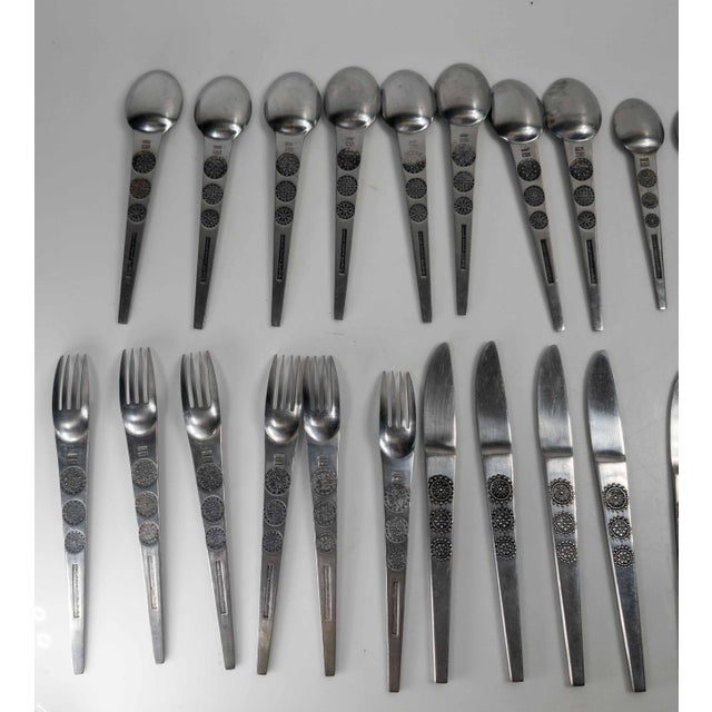 Mid-Century Modernist 38 Piece Stainless Steel Flatware Set in San Moritz for National For Sale - Image 11 of 18
