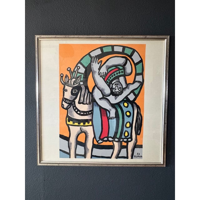 Fernand Léger Fernand Leger Framed Silk Scarf, Titled "L Acrobate Et Le Cheval For Sale - Image 4 of 9