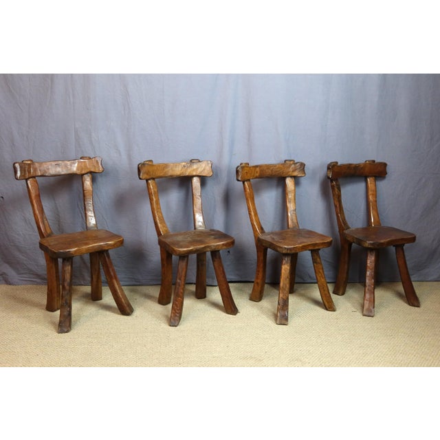 Wood Brutalist Chairs, 1990s, Set of 4 For Sale - Image 7 of 7