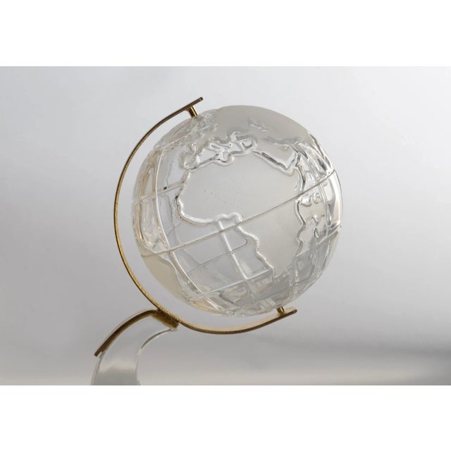 Metal Small Vintage German Lead Crystal Glass Globe With Brass Accents For Sale - Image 7 of 11
